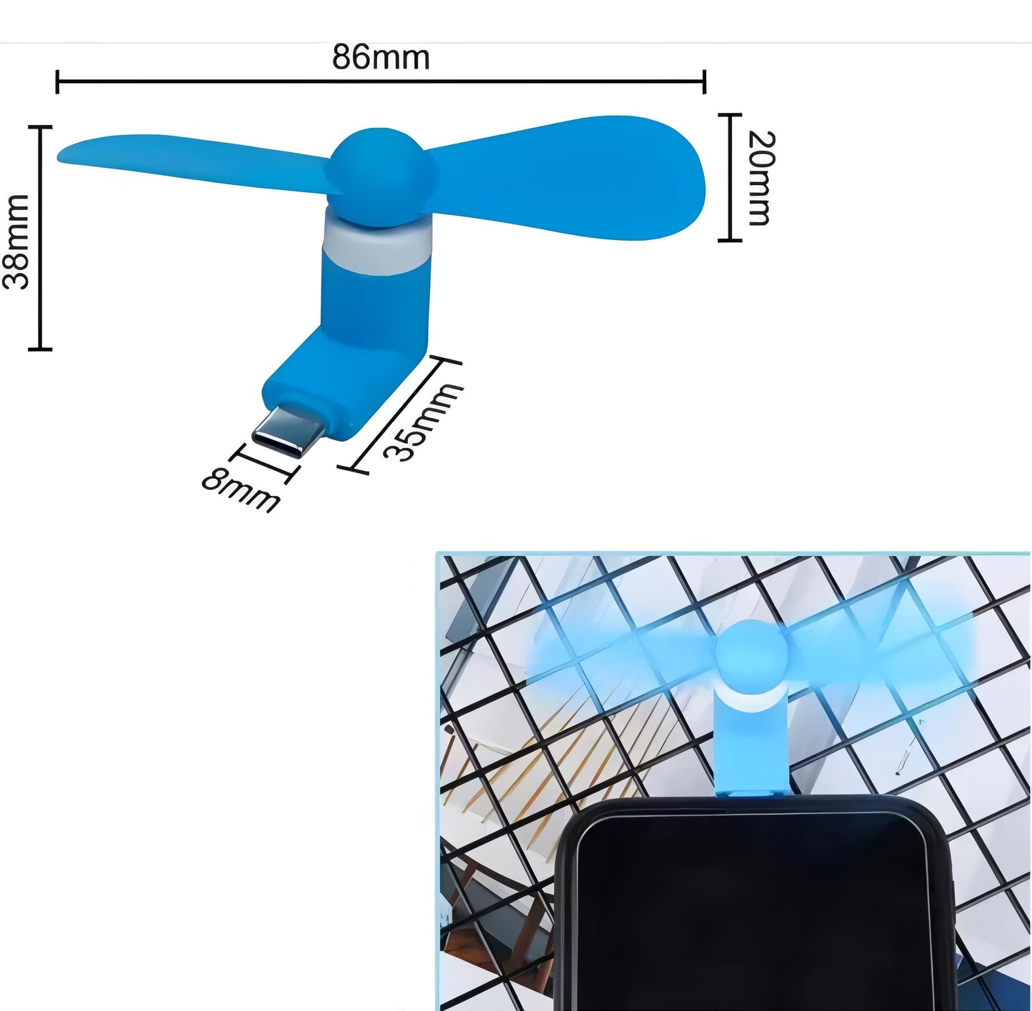 SURETY High Quality 2 in 1 Micro USB Fan + USB 2.0 Mini 2-Blade Fan Portable Fan High Speed USB Fan/ Portable USB fan/ Mini Mobile Cooler/ Mini USB fan/ USB Electric Phone Fan Cooler for All Smartphone personal mini fan P9 USB Fan (Blue)