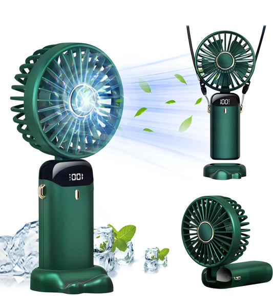 LACCO USB Table Fans Folding Rechargeable Fan LED Light And Multifunction USB Charging Directly Fan Power Bank[ DC] Desk Fan 4000mAh USB MODEAL FAN USB USB Cable  (Miky - Green)