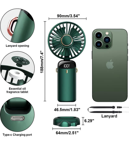 LACCO USB Table Fans Folding Rechargeable Fan LED Light And Multifunction USB Charging Directly Fan Power Bank[ DC] Desk Fan 4000mAh USB MODEAL FAN USB USB Cable  (Miky - Green)