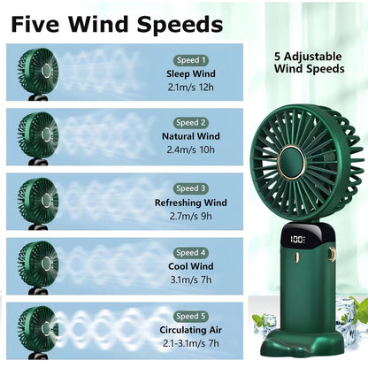 LACCO USB Table Fans Folding Rechargeable Fan LED Light And Multifunction USB Charging Directly Fan Power Bank[ DC] Desk Fan 4000mAh USB MODEAL FAN USB USB Cable  (Miky - Green)