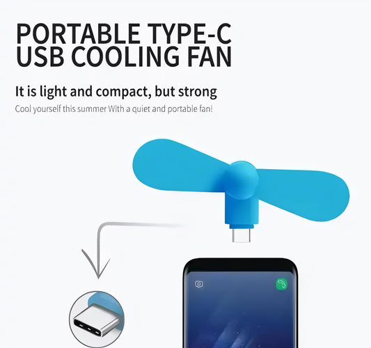 SURETY High Quality 2 in 1 Micro USB Fan + USB 2.0 Mini 2-Blade Fan Portable Fan High Speed USB Fan/ Portable USB fan/ Mini Mobile Cooler/ Mini USB fan/ USB Electric Phone Fan Cooler for All Smartphone personal mini fan P9 USB Fan  (Blue)